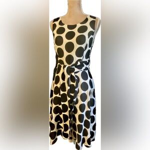 Talbots Black and White Polka Dot Midi Dress